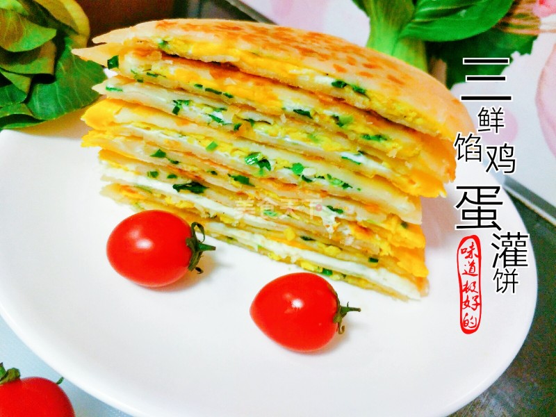 三鲜馅鸡蛋灌饼的图示家厨做法